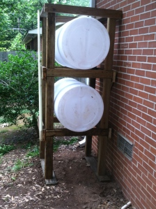 Stacked rain barrel collection system